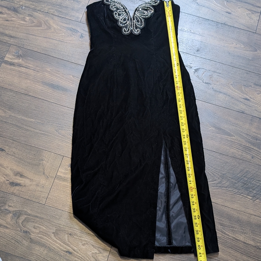 Zum‎ Zum by Niki Livas Halter Goth SweatHeart Fairy Vamp Velvet Midi Dress S/M - Picture 7 of 11